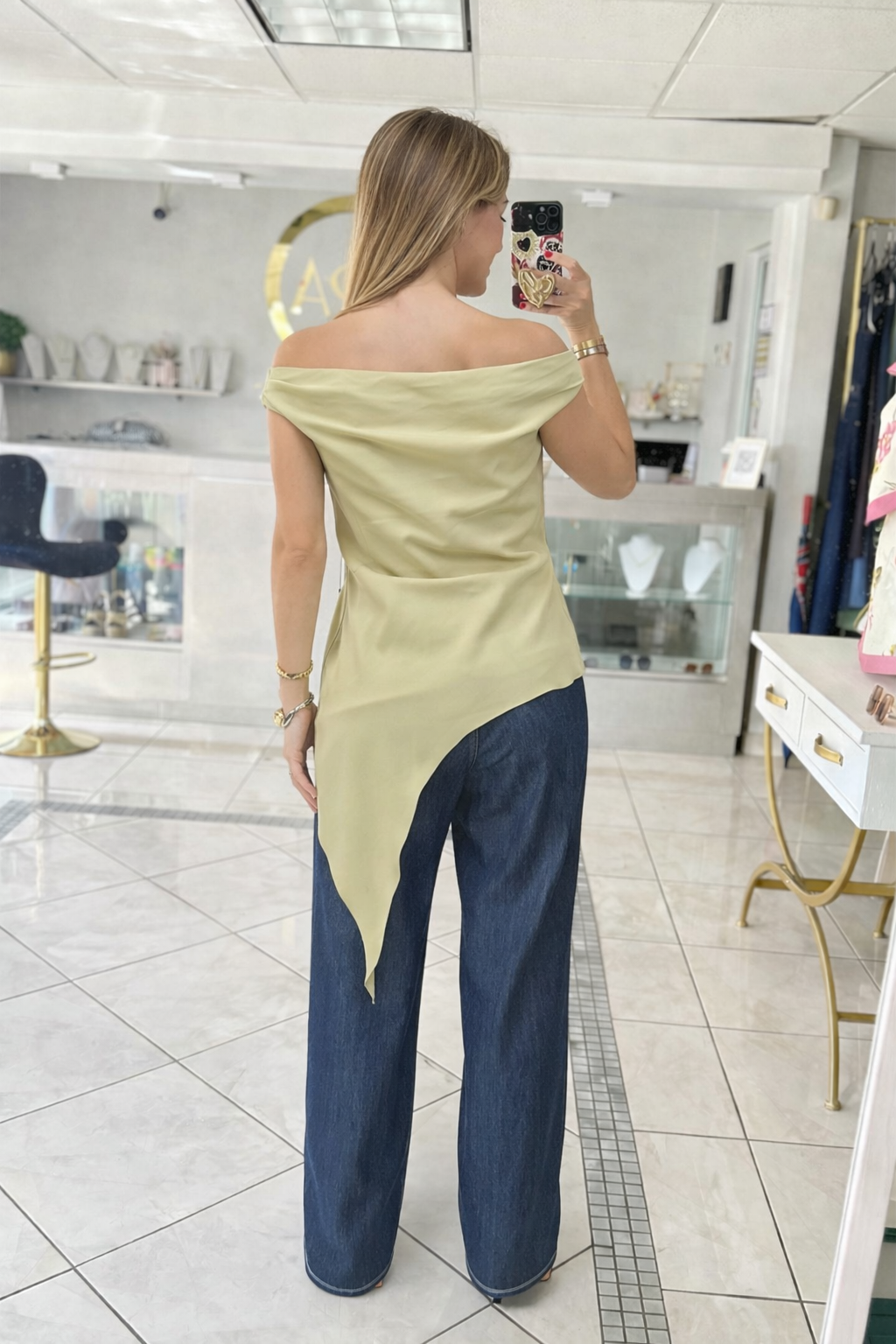 Lime Glow Draped Top