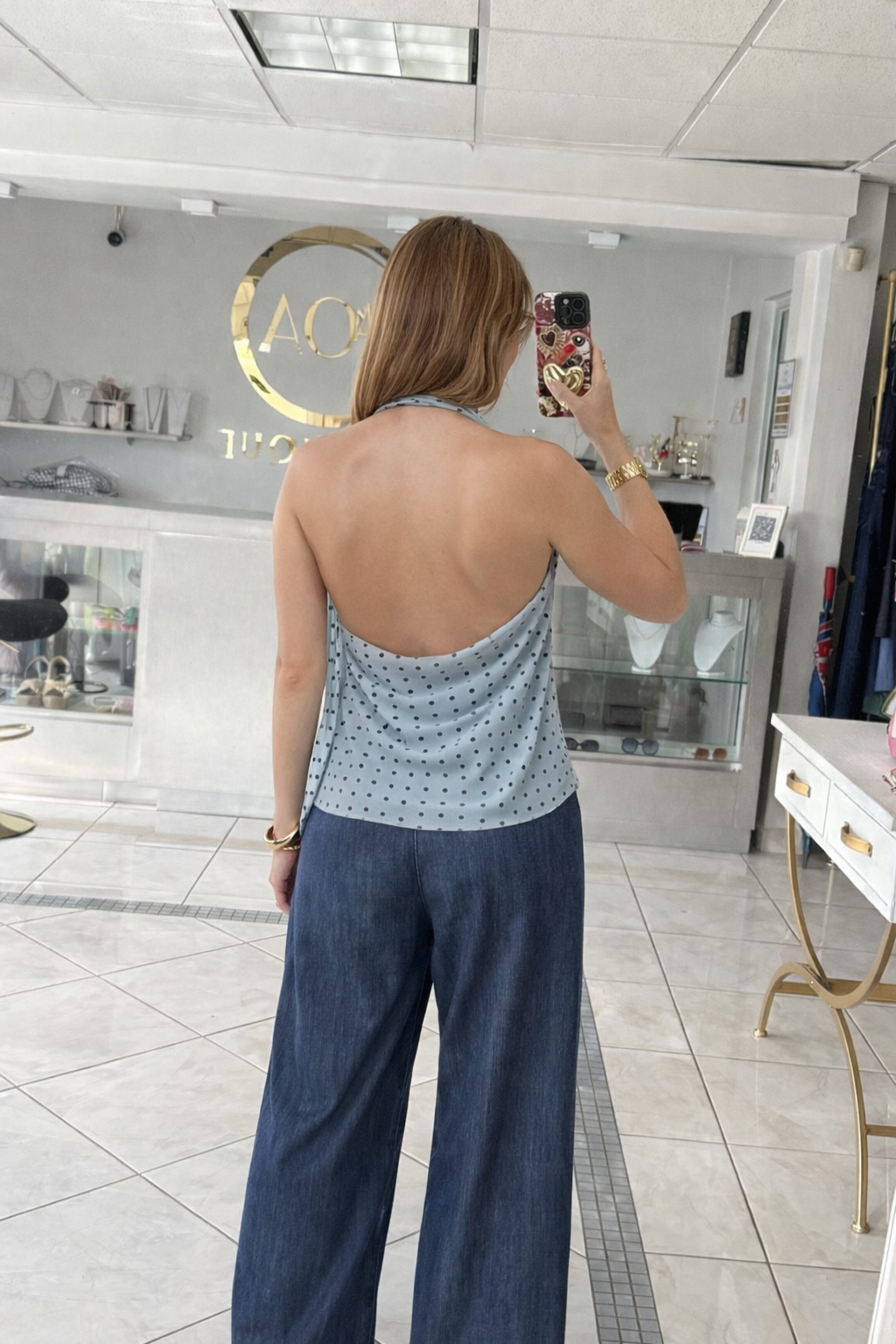 Sky Polka Chic Top