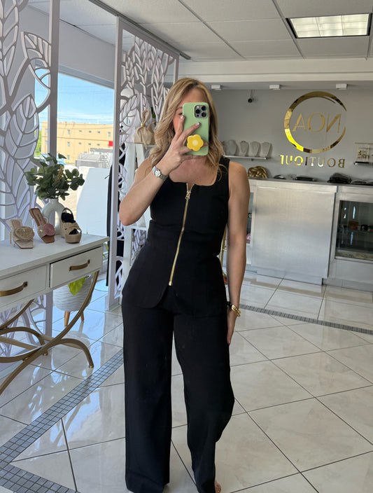 Zipper detail pant set