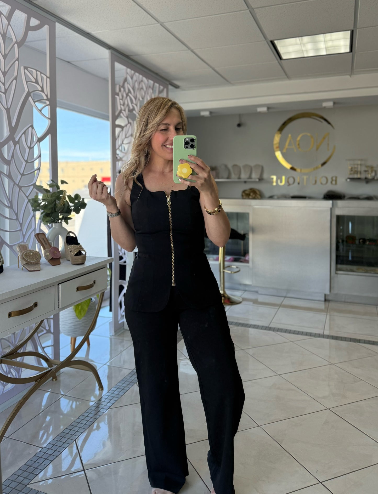 Zipper detail pant set