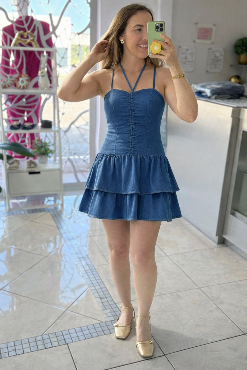 Fit and flare denim  dress
