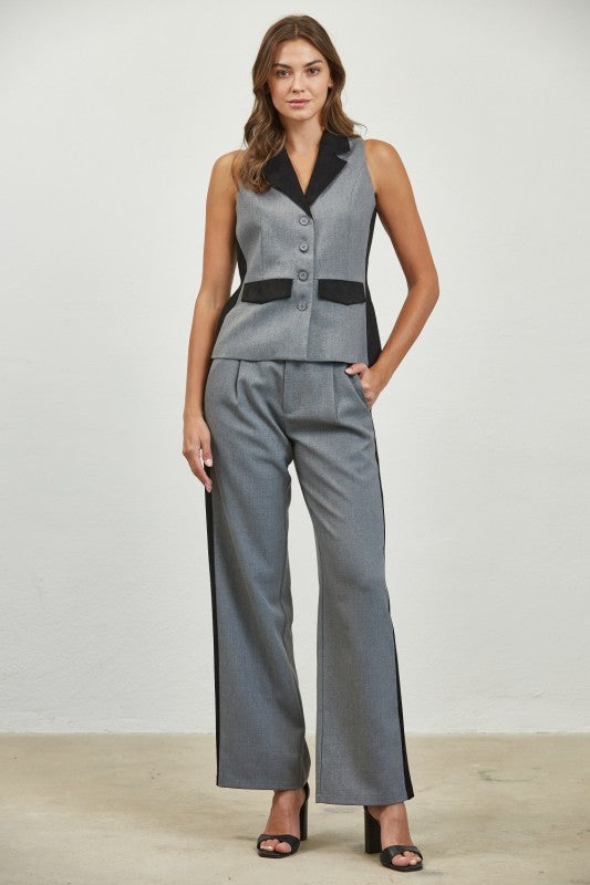 Contrast suede set