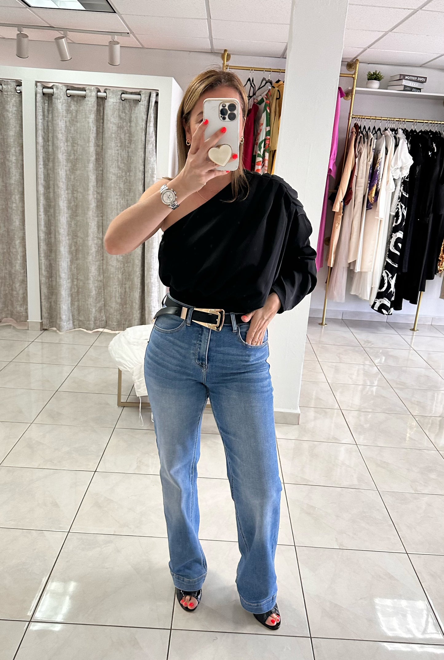 High rise wide leg jean