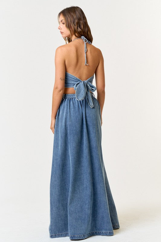 Denim Maxi skirt set