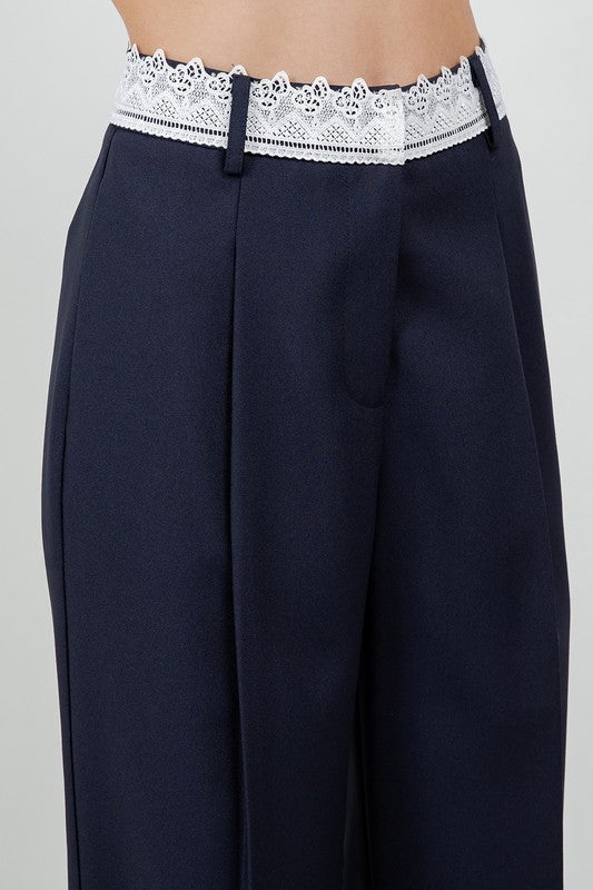 Lace waistband trouser