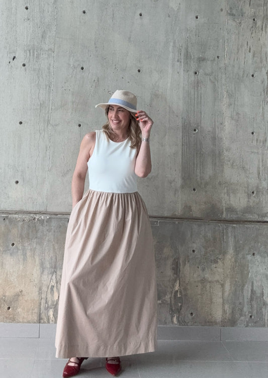 Color block tank midi dress
