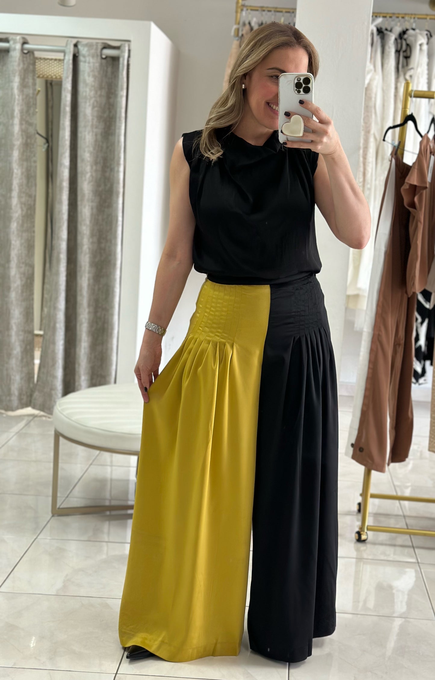 Black-Mustard wide leg pant