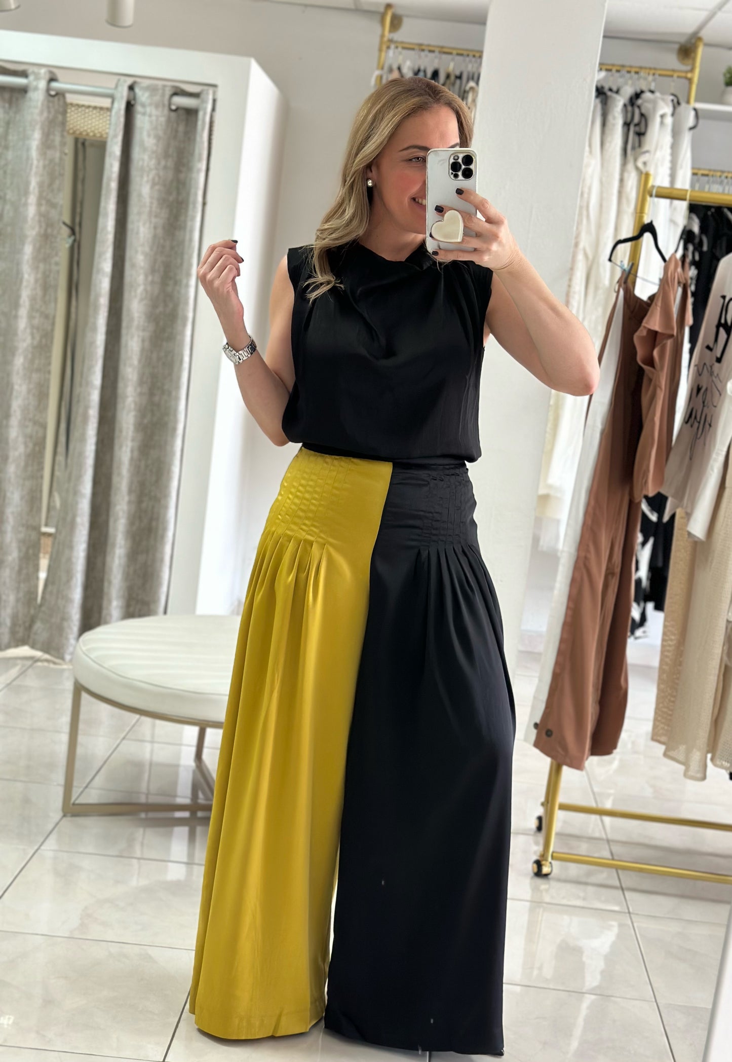 Black-Mustard wide leg pant