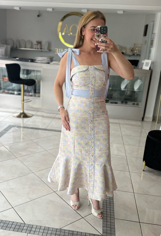 Romantic bow tie midi dress