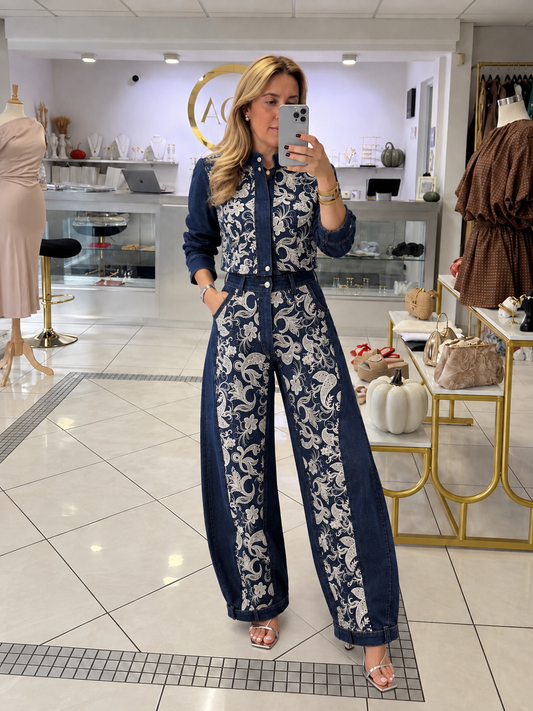 Embroidery denim set
