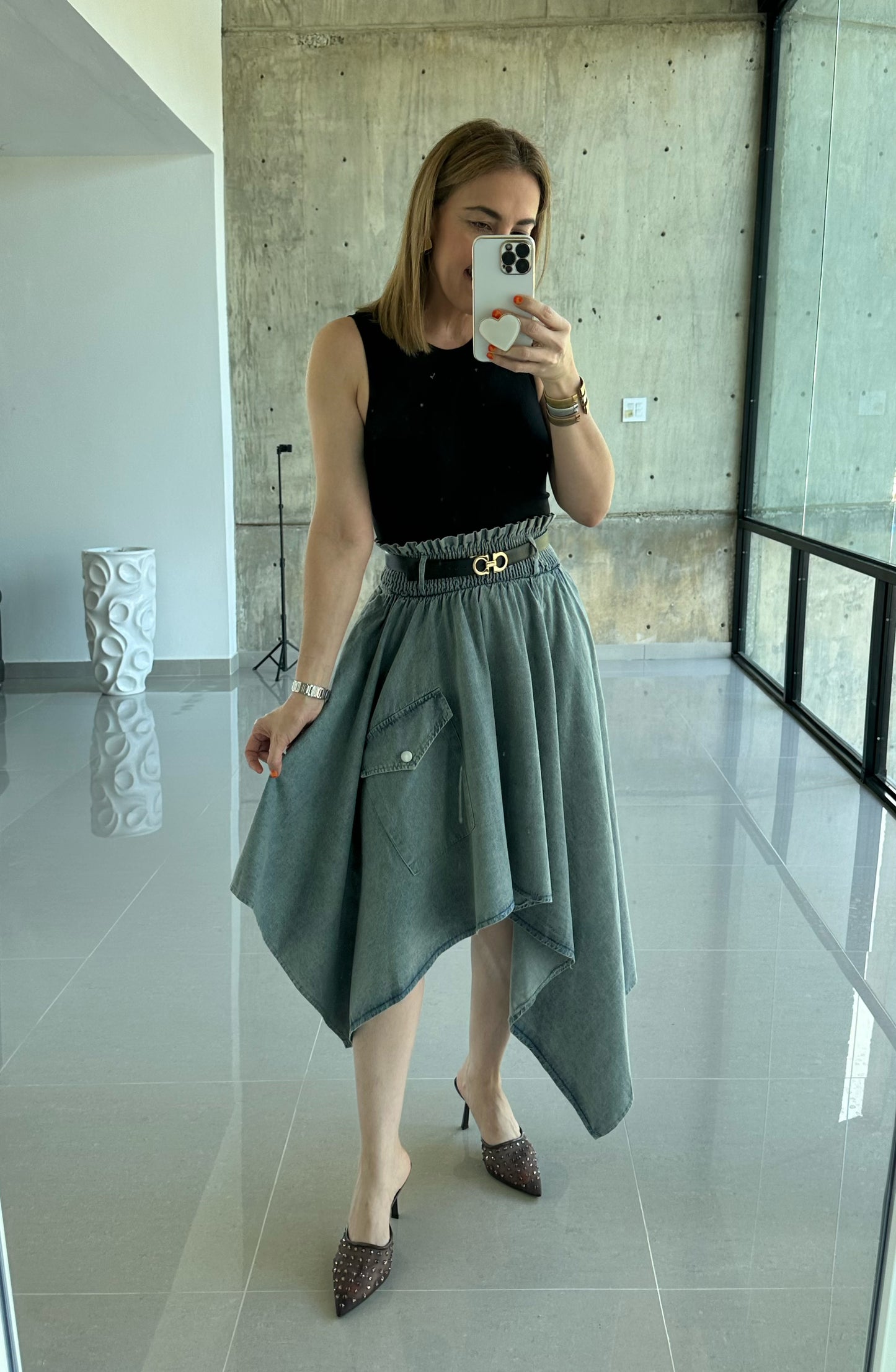 Gianna denim asymmetrical skirt