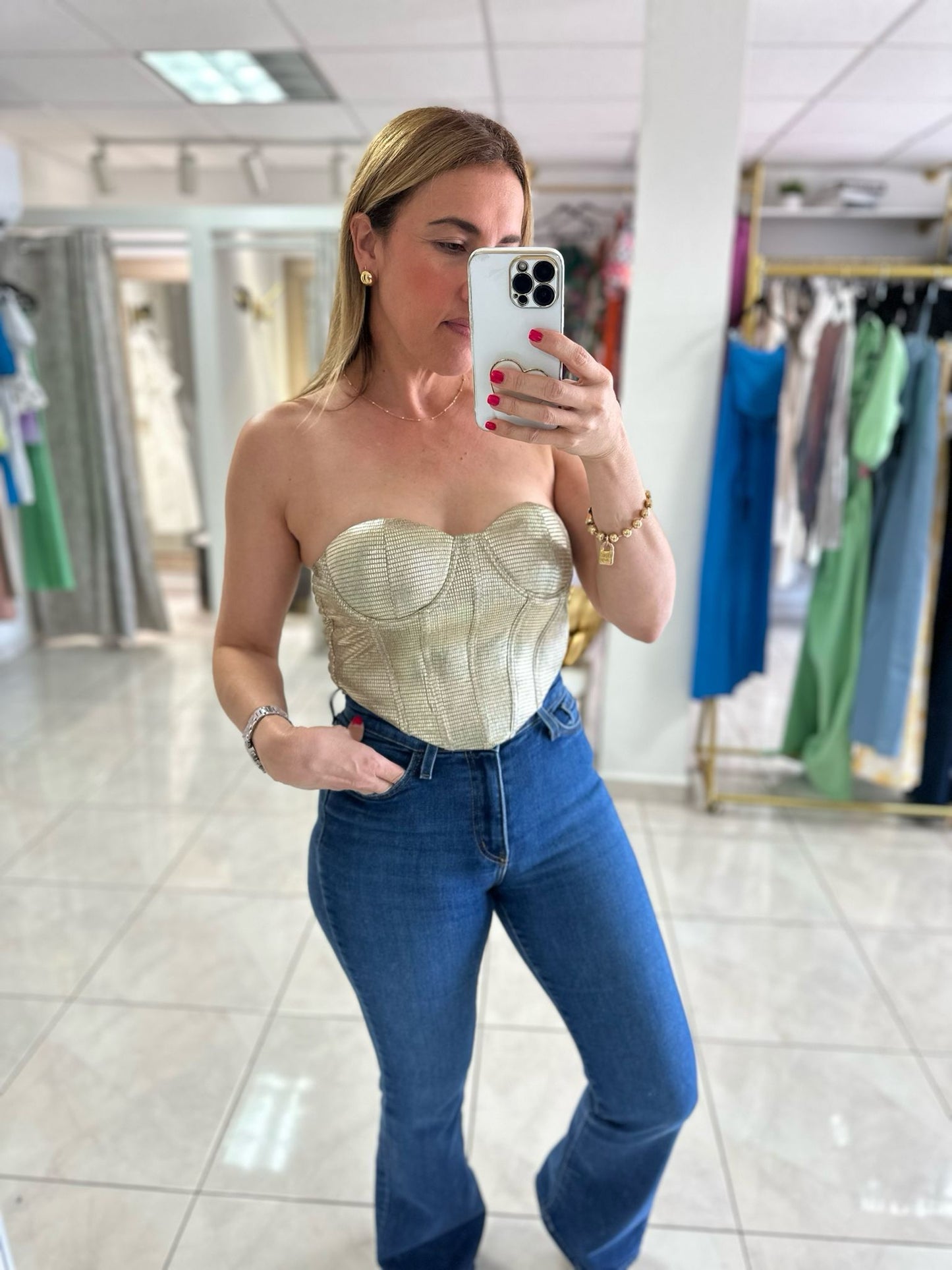 Nora Gold Corset Top